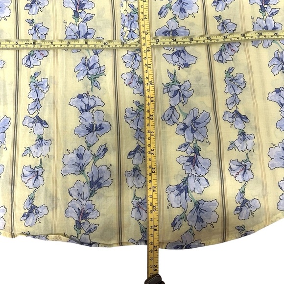 TALBOTS Soft Cotton Popover Top Ruffled Blue/Yellow Floral - Long Sleeve - Sz 1X - Picture 10 of 13